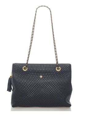 Vintage Bally Diamond chain shoulder bag black leather ladies BALLY